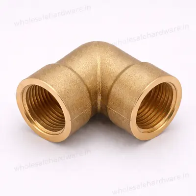 Brass threaded elbow fitting for changing pipe direction securely.