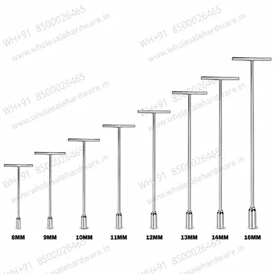 T-handle socket wrenches in 8mm to 16mm sizes displayed in ascending height on a white background.