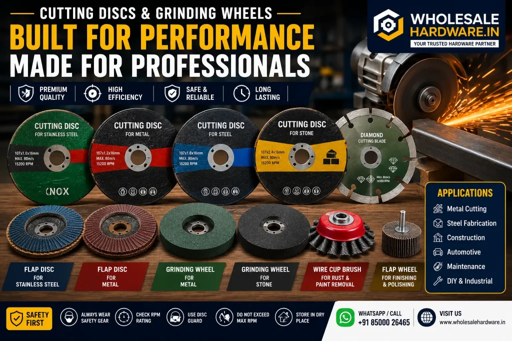 Cutting discs and grinding wheels for fabrication work