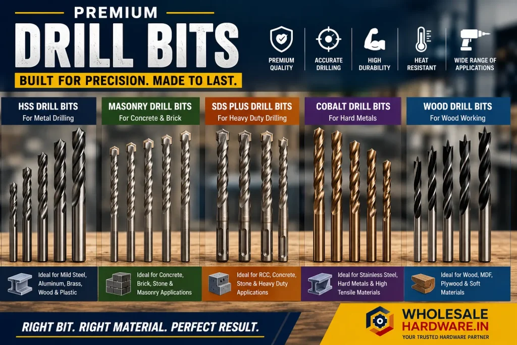 Industrial drill bits for metal and concrete drilling